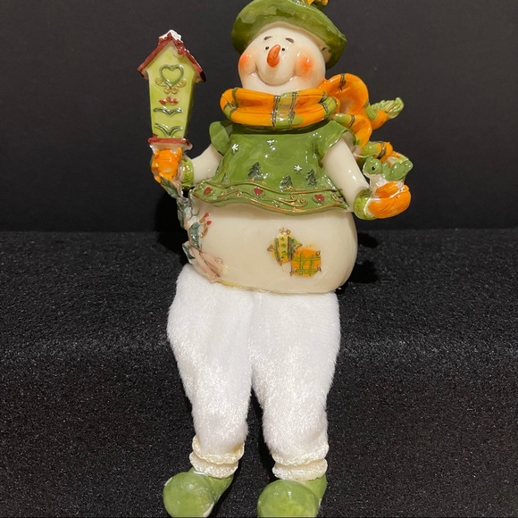 Cheerful Sitting Snowman Figure Holiday Decor - Picture 6 of 7